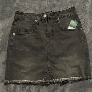 Wild Fable Black Mini Skirt with Frayed Hem